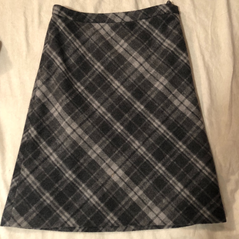J Crew Grey Plaid Midi Skirt
